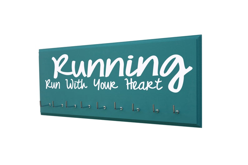 Medals displays...for runners run with your heart, medal holder for teen girl, cross country and track and file, birthday gift for runners image 1