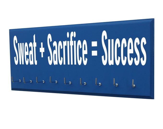 Inspirational quotes for medals hanger, sweat and sacrifice equals success gifts for man running
