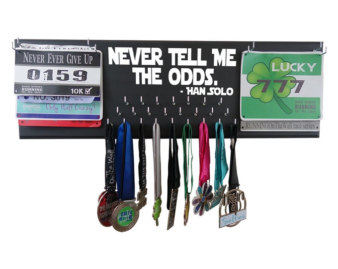 Running Medal Holder and Race Bib Hanger RUNNING, Never tell me the odds. -Hand Solo