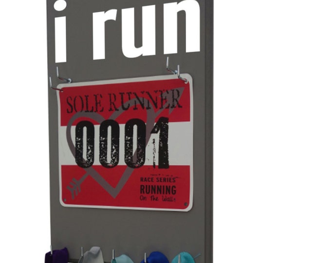 Running MEDAL holder, holder for medals and race bibs - I run graphic - Gifts for runners