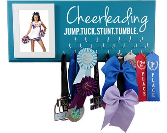 Cheerleading gifts, Personalized cheerleading gifts, Cheerleading medal holder, Cheer medal holder, Cheerleading bows hanger & display rack