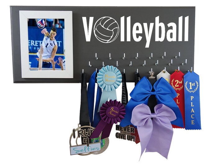 VOLLEYBALL Medal and ribbons hanger, Hold and display all your awards and trophy, perfect volleyball gift for volleyball player, goals