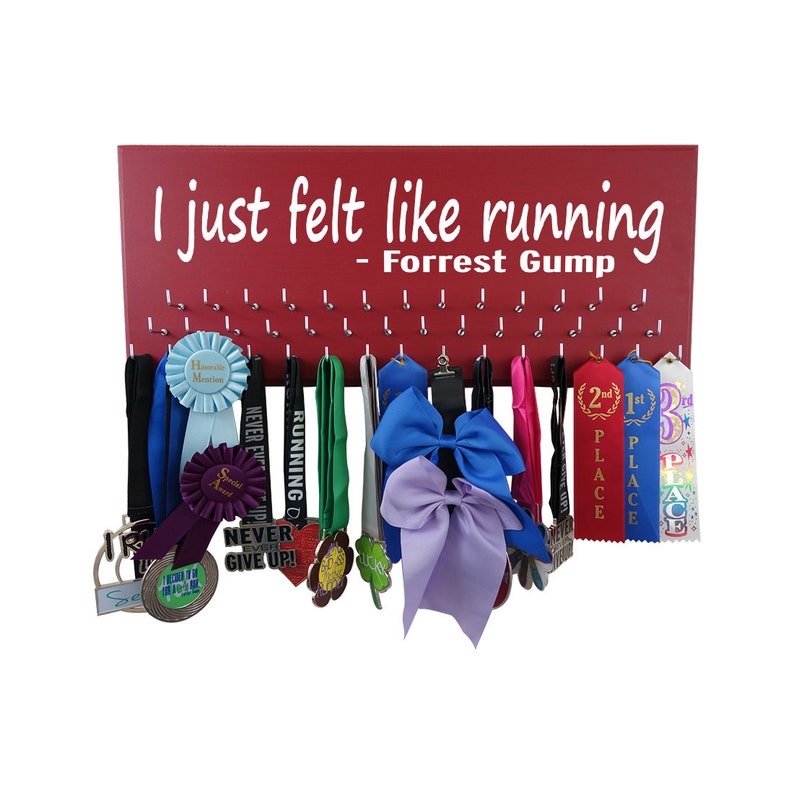 Medal display rack Forrest Gump running quote on medal holder running medal hanger runners medal display runners medal racks image 3
