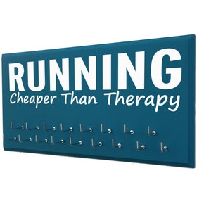 race medal holder: inspirational quote, running is cheaper than therapy, gifts for runners