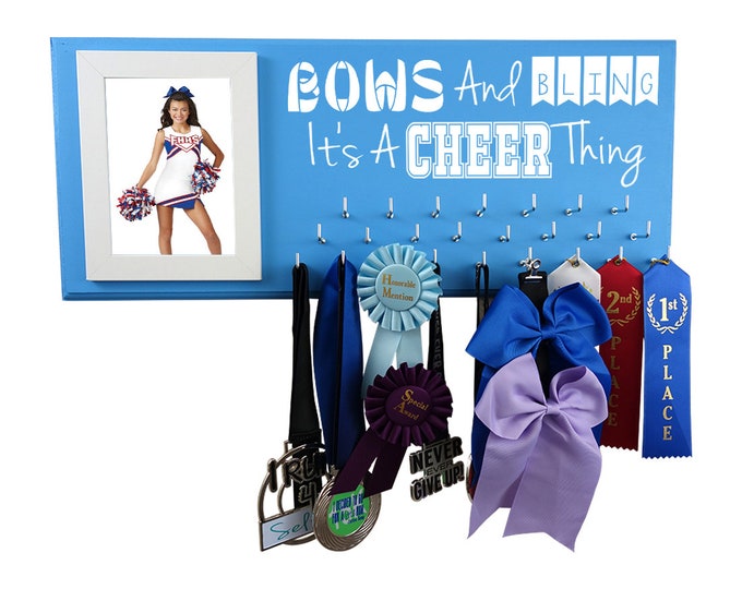 Cheerleading gifts, Personalized cheerleading gifts, Cheerleading medal holder, Cheer medal holder, Cheerleading bows hanger & display rack