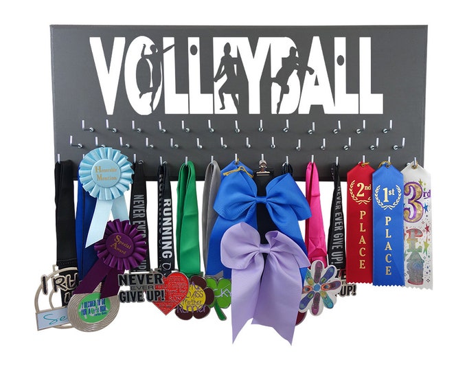 VOLLEYBALL Medal and ribbons hanger, Hold and display all your awards and trophy, perfect volleyball gift for volleyball player, goals