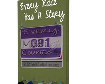 Running medal holder and race bib display for all races - 5k - 10k - half and full marathon - Every race has a story!