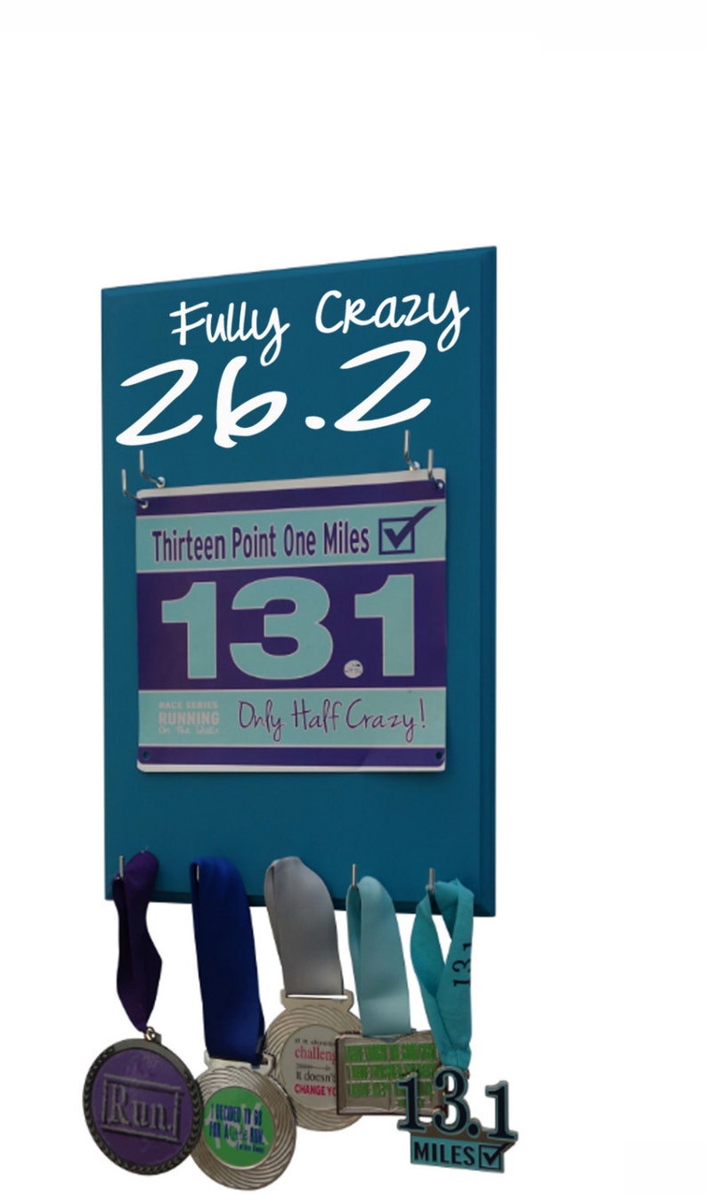 Marathon race bib display, Medal display rack for the fully crazy marathon runners. image 1