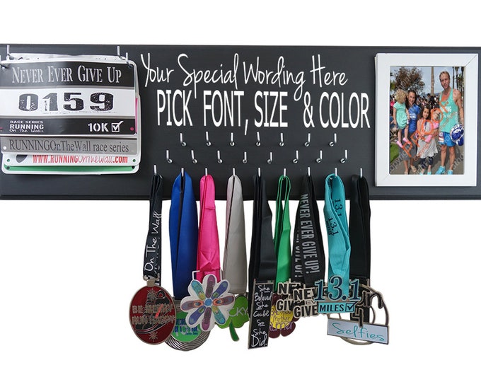 custom running medal holder - Create your own wording - custom - Please simply put your text in the comment seller box at check out