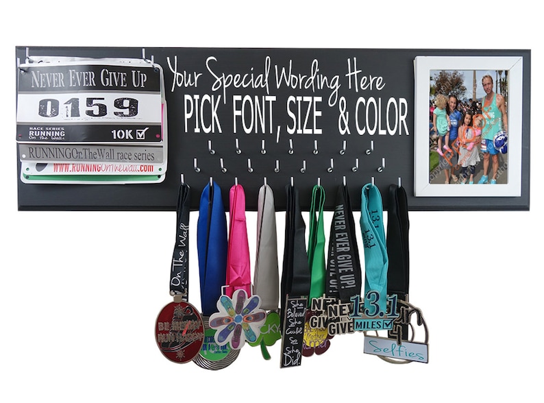 custom running medal holder Create your own wording custom Please simply put your text in the comment seller box at check out image 1