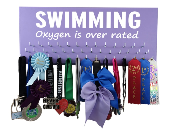 Swimming  - swimming awards - swimming ribbons - SWIMMING, Oxygen is over rated. hanger display hanger