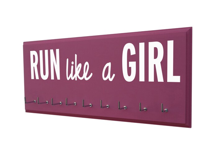 Gifts for women running, medals holder: run like a girl