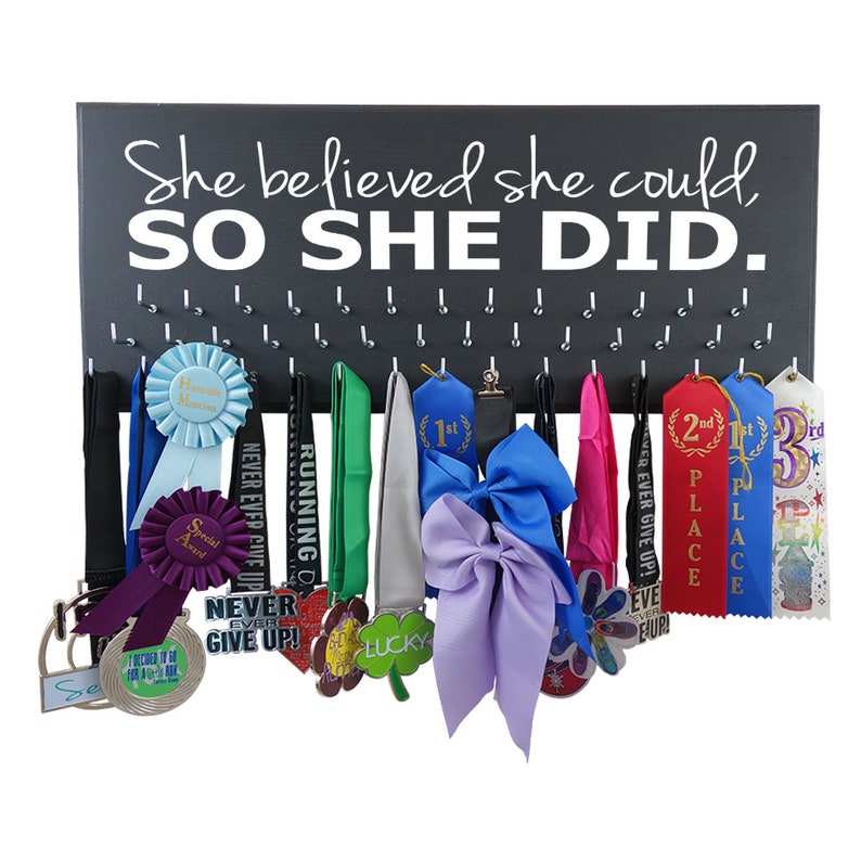 medal holder display rack hanger for all sport, She believed she could so she did. image 4