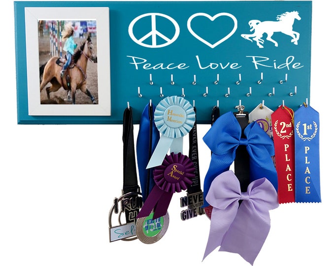 Equestrian medals and ribbons holder - Wester Rodeo and Horseback Riding - Horse Show - Display all your awards on our wall hooked on hanger