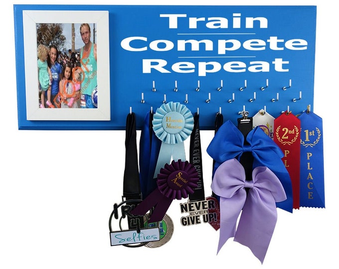 Medals display rack -  Display rack for medals, train compete repeat. Running gifts