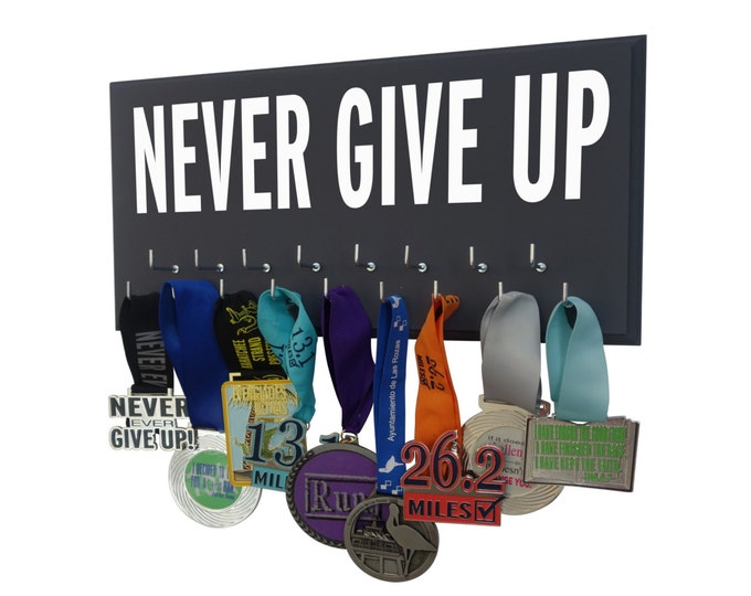 Running Medal Holder and Race Bib Hanger With inspirational graphic Track medals for all our college runners Now Show It Off