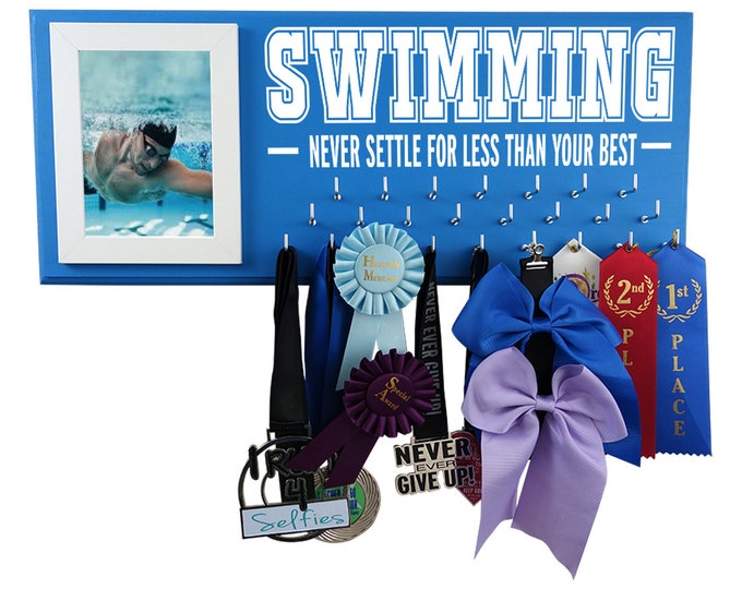 Swimming, Just keep swimming, swimmer, competitive swimming, swimming medal holder, swimming pool, keep swimming, award, ribbons, gifts