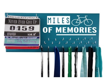 Cycling medal holder - Hanger for biking race medals - Bicycle awards display rack - Cyclist ribbons trophy - Life is like a bicycle...