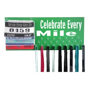 Race Medal display rack, Celebrate every mile inspirational medal holder for runners, Running gifts, 5k, 10k, Half-marathon & Marathon Gifts image 7