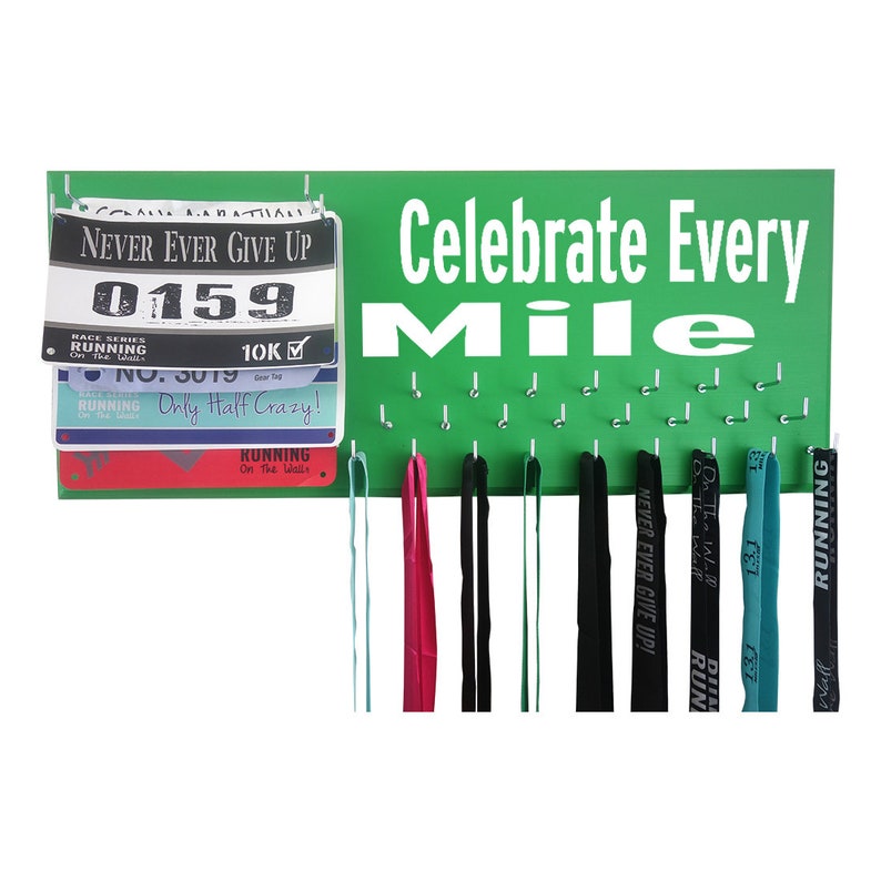 Race Medal display rack, Celebrate every mile inspirational medal holder for runners, Running gifts, 5k, 10k, Half-marathon & Marathon Gifts image 7