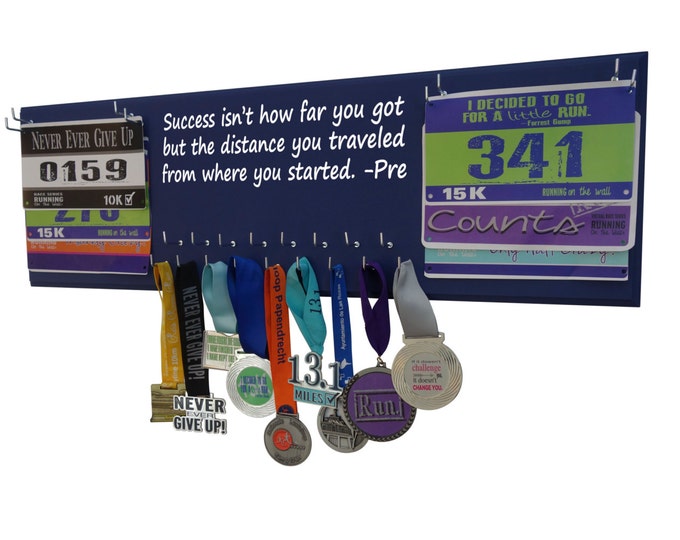 Marathon medals display rack - Half-marathon medal holder, Success isn't how far you got…PRE, Gifts for runners