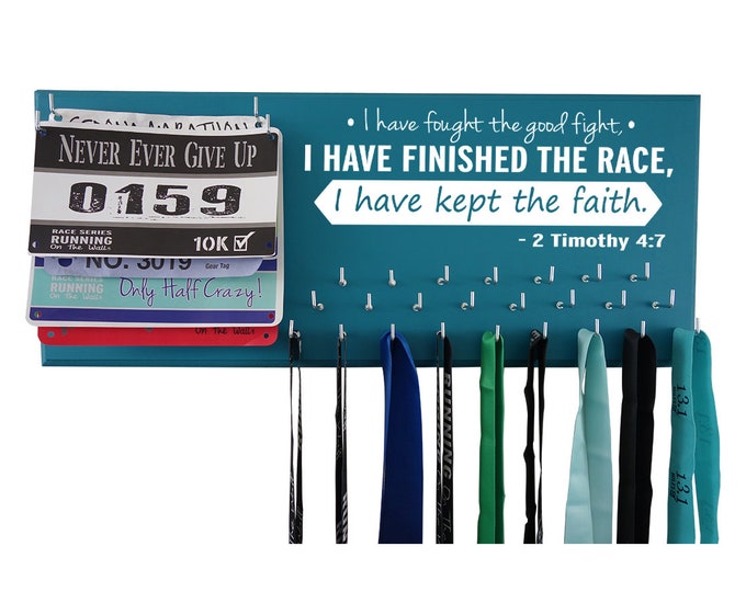 Running medal holder - medal holder - medal hanger - medal display - gifts for runners - running gifts - marathon gift - 2 Timothy 4:7