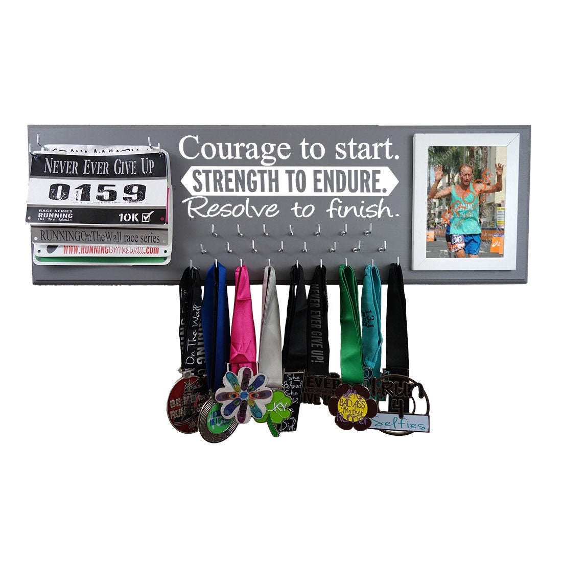 Running Medal Holder and Race Bib Hanger RUNNING Courage to - Etsy