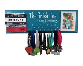 Running Medal holder | Race bib hanger | Half Marathoner Gifts | Running Medal Display Rack | The finish line is only the beginning