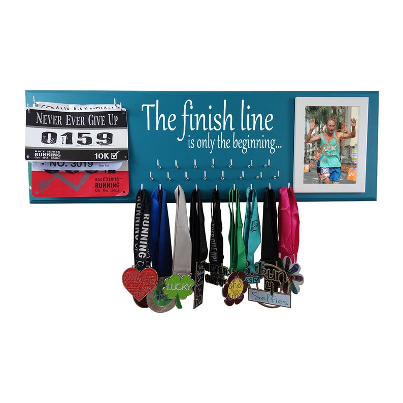 Running Medal holder Race bib hanger Half Marathoner Gifts Running Medal Display Rack The finish line is only the beginning image 1