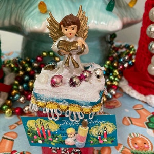 Vintage Christmas Angel Spice Tin Assemblage
