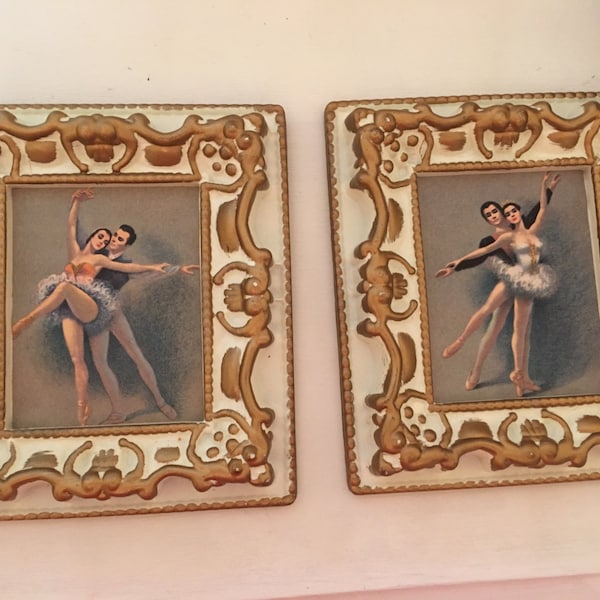 Vintage Pair Ballerinas Plastic Framed Prints 60's Hollywood Regency Style