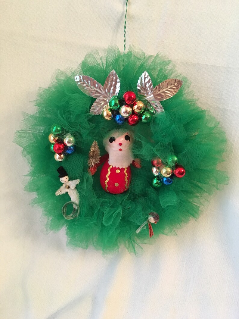 Handmade Vintage Inspired Green Tulle Kitsch Wreath - Etsy