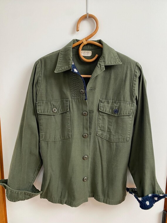 VINTAGE US ARMY Fatigue Utility Shirt Size 14 1/2 x 33
