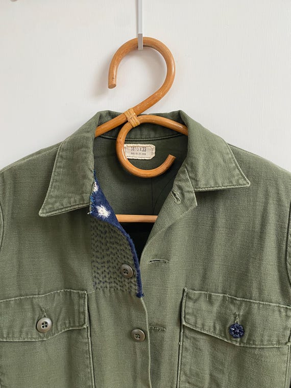 VINTAGE US ARMY Fatigue Utility Shirt Size 14 1/2 x 33 View 2