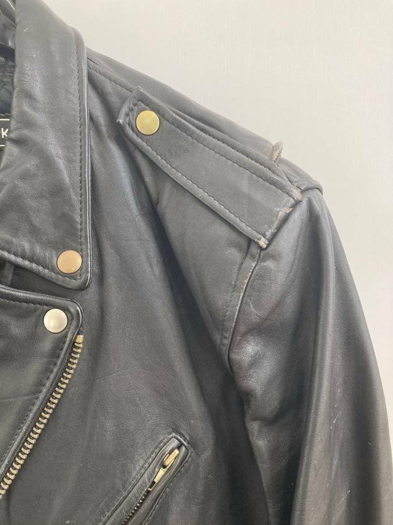 Vintage STEINMARK BLACK LEATHER Motorcycle Jacket Mens Size 44 - Etsy