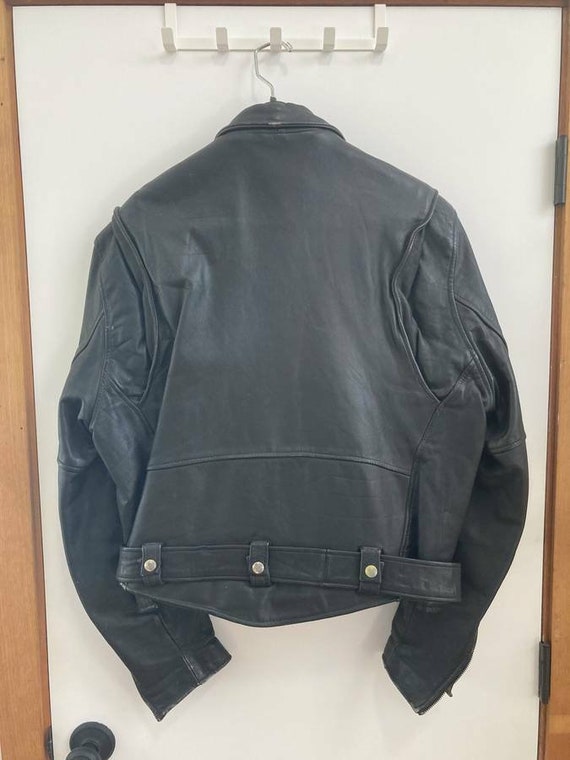 Vintage STEINMARK BLACK LEATHER Motorcycle Jacket… - image 9