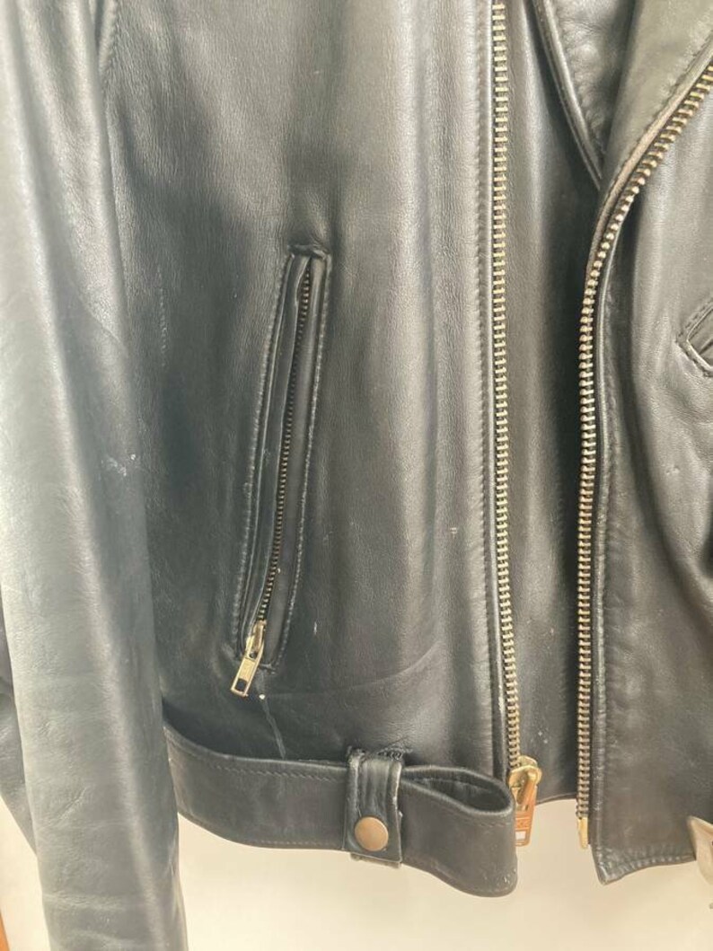 Vintage STEINMARK BLACK LEATHER Motorcycle Jacket Mens Size 44 - Etsy