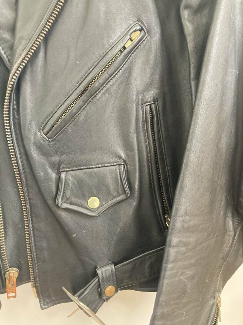 Vintage STEINMARK BLACK LEATHER Motorcycle Jacket Mens Size 44 - Etsy