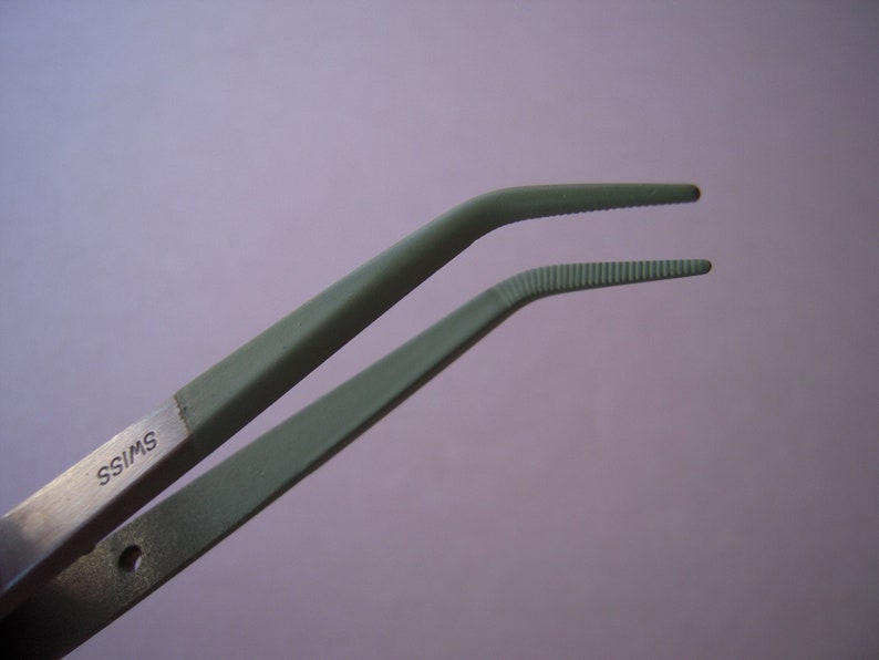 UTICA Swiss High-Quality Teflon-Coated Bent Tweezers #24-S