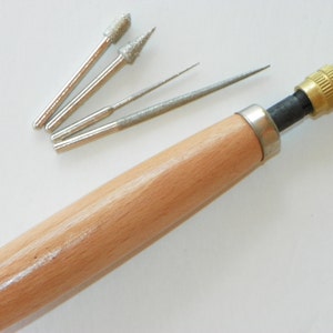 Diamond-Coated Bead Reamer Assortment Set  w/ Handle