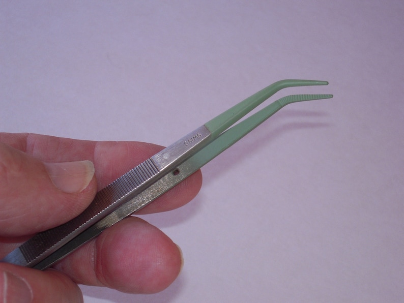 UTICA Swiss High-Quality Teflon-Coated Bent Tweezers #24-S