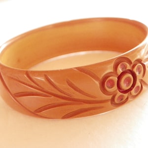 Vintage Bakelite Bracelet--Hand Carved