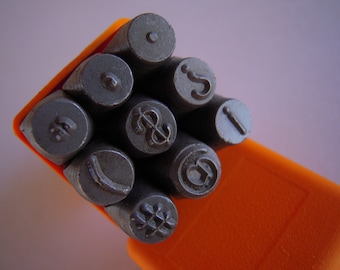Set of NINE Punctuation Stamps---Choice of 1/8" or 1/4"  Size