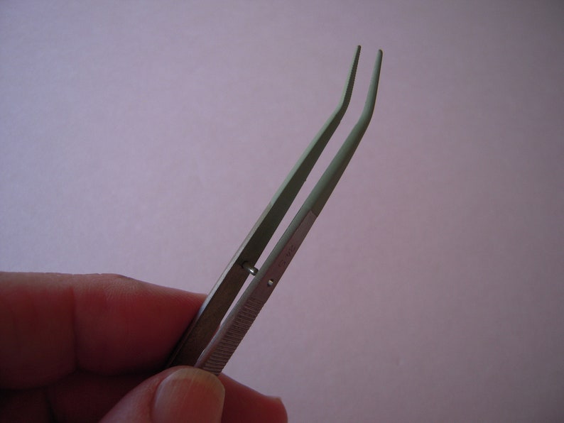 UTICA Swiss High-Quality Teflon-Coated Bent Tweezers #24-S