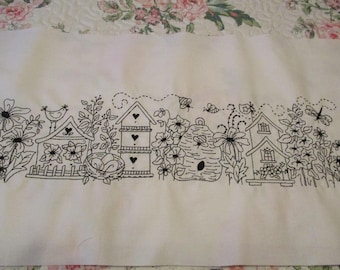 Mini bloque de edredón de pared con bordado rojo, muestrarios bordados, bloque de edredón bordado con bordado negro