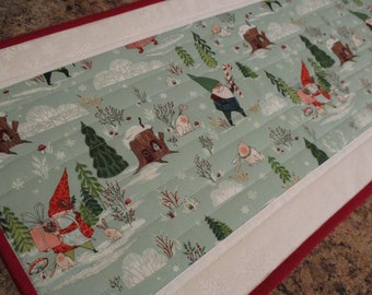 Enchanted Forest Christmas Table Runner, Quilted Topper (14x42)