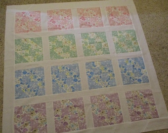 unfinished quilt top patchwork floral quilt top lap size quilt top childs quilt top