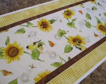 quilted table runner floral table topper sunflower runner modern table runner bird table runner floral table runner floral runner