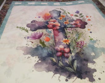 unfinished quilt top cross quilt top watercolor quilt top at the panel quilt top patchwork quilt top quilt ready to quilt