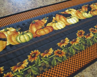 quilted table runner fall table runner pumpkin table runner farmhouse table runner country table runner Thanksgiving table runner